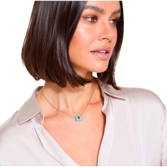 Kurt Geiger London Turquoise Eagle Head Necklace and Stud Earrings Set Gold Tone - Picture 2 of 6